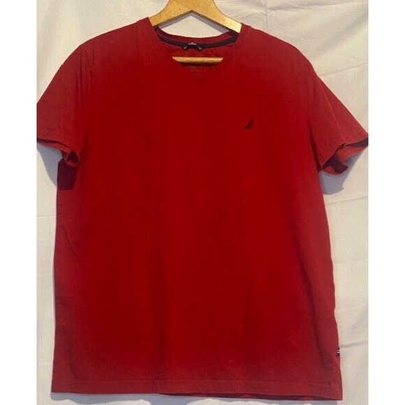 Nautica Other - NAUTICA‎ Deck T-Shirt Men's MEDUIM Red SHORT SLEEVE V-Neck TRIMMER FIT solid